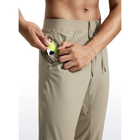 CRZ YOGA Lightweight Men’s L Quick Dry Jogger Pants Zipper Pockets Khali Barley - Picture 2 of 11